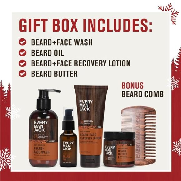 Mens Aged Bourbon Beard Set - Five Full-Sized Grooming Essentials For a Routine - Picture 3 of 7